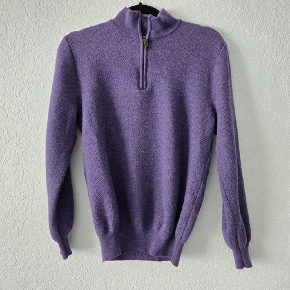David‎ Donahue L Purple Merino Wool 1/4 Zip Mens Popover